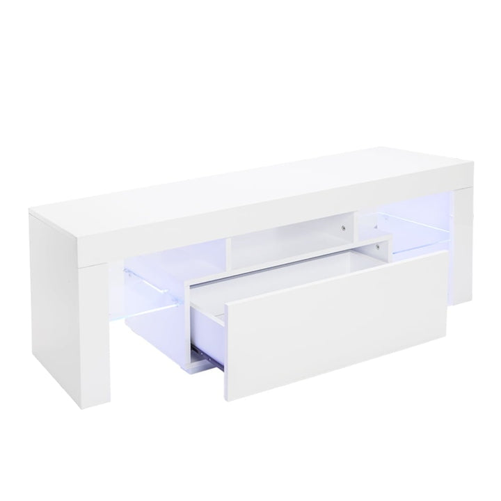 Hommoo Modern LED TV Cabinet, Household Decoration TV Stand with Single Drawers for Living Room Bedroom - White Image 3