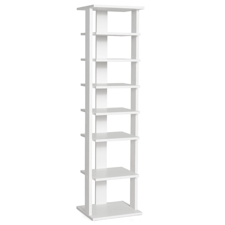 Hommoo 7-Tier Slim Wooden Vertical Shoe Rack for Entryway-White, Space-Saving Shoe Rack Organizer for Closet Entryway Image 1