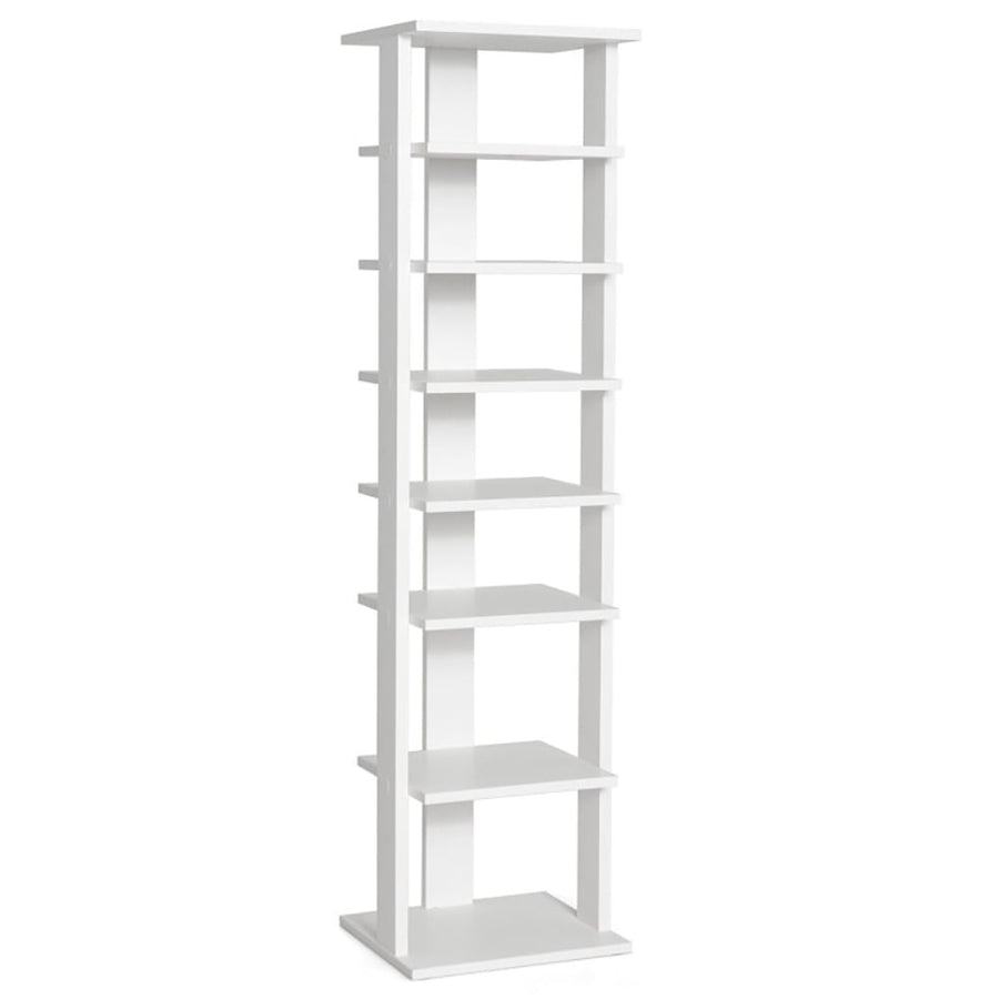 Hommoo 7-Tier Slim Wooden Vertical Shoe Rack for Entryway-White, Space-Saving Shoe Rack Organizer for Closet Entryway Image 1