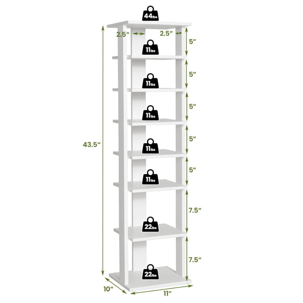 Hommoo 7-Tier Slim Wooden Vertical Shoe Rack for Entryway-White, Space-Saving Shoe Rack Organizer for Closet Entryway Image 5