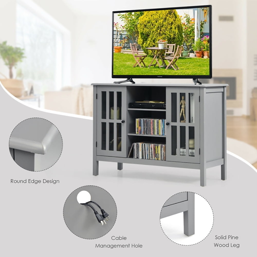 Hommoo Entertainment Centers,TV Stands,Wooden TV Stand Console Cabinet for 50 Inch TV-Gray Image 3