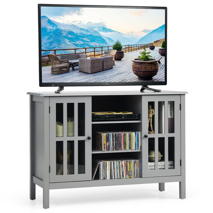 Hommoo Entertainment Centers,TV Stands,Wooden TV Stand Console Cabinet for 50 Inch TV-Gray Image 6