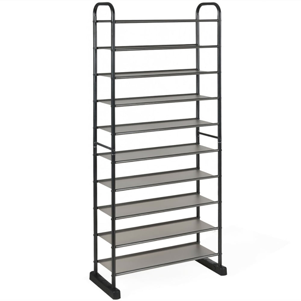 Hommoo 10-Tier Free-Standing Metal Frame Shoe Rack, Space-Saving Shoe Rack Organizer for Closet Entryway Image 4