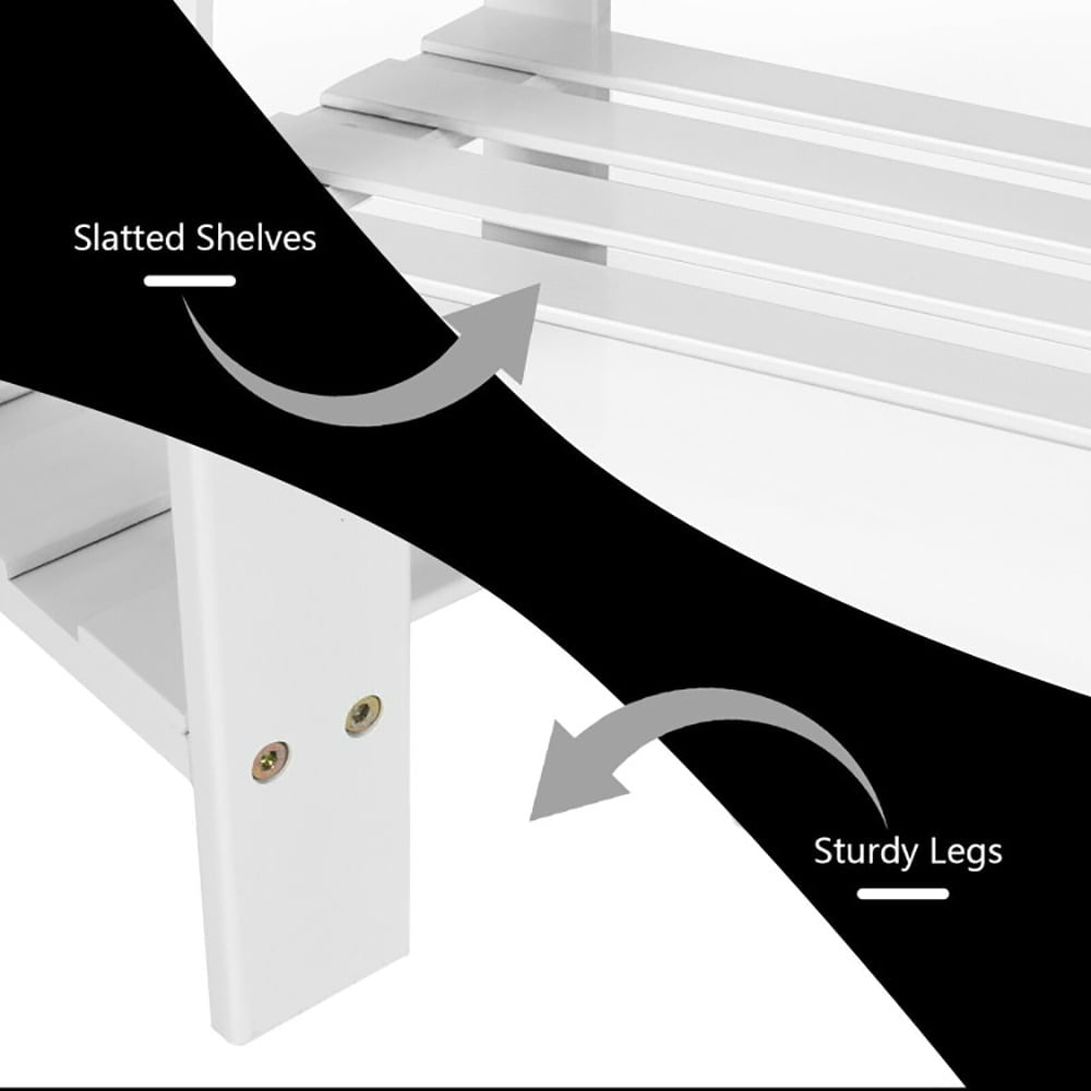 Hommoo 3-Tier Bamboo Shoe Bench Holds up to 6 Pairs for Entry-White, Space-Saving Shoe Rack Organizer for Closet Image 7