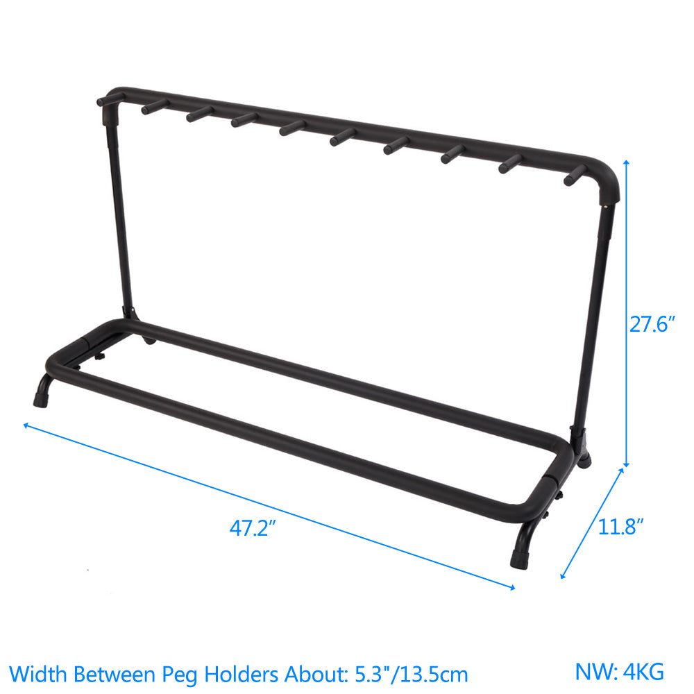 Hommoo 9-Slot Guitar Holder Rack Stand - Black Image 4