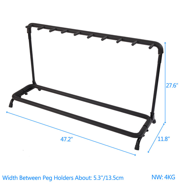 Hommoo 9-Slot Guitar Holder Rack Stand - Black Image 4