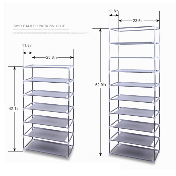 9 Lattices Shoe Rack Organizer, Fashionable Room-Saving Shelf Shoe Rack for Door, Non-woven Fabric Shoe Cabinet with Image 2