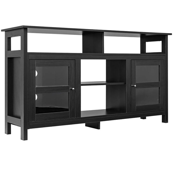 Hommoo Entertainment Centers,TV Stands,58 Inch TV Stand Entertainment Console Center with 2 Cabinets-Black Image 1