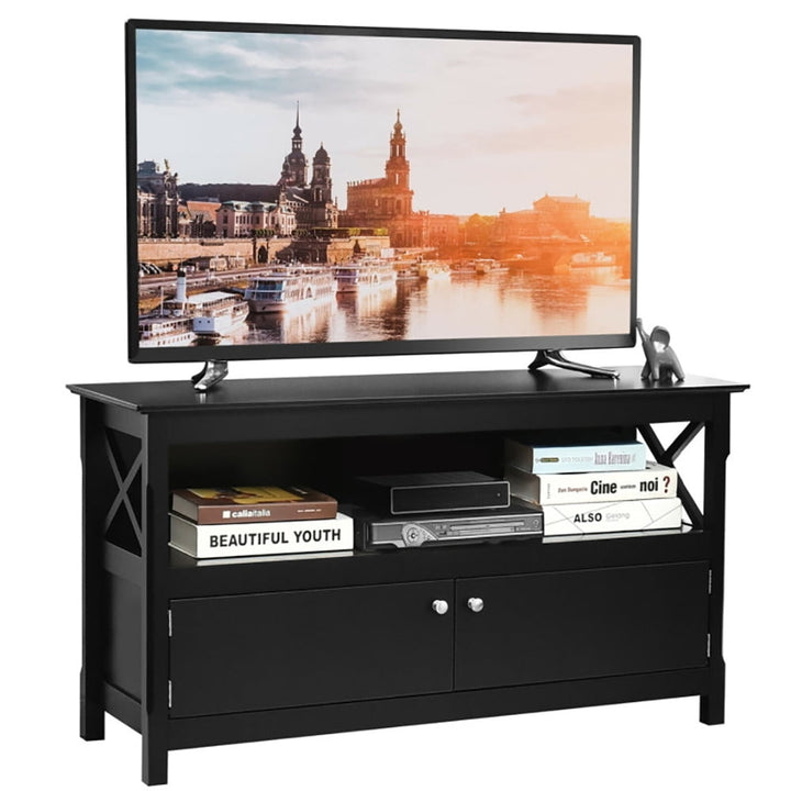 Hommoo Entertainment Centers,TV Stands,44 Inch Wooden Storage Cabinet TV Stand-Black Image 2