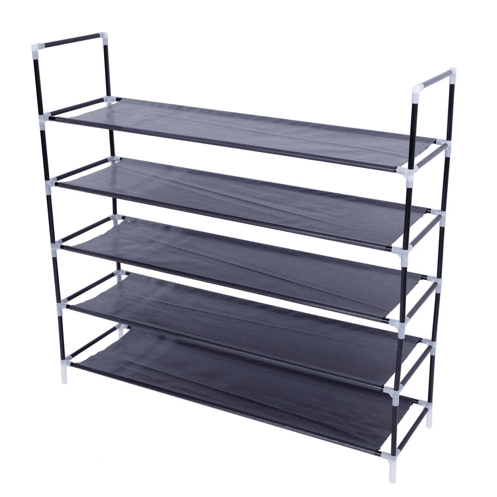 5 Layers Shoe Rack Organizer, Simple Assembly Shoe Rack, Shoe Organizer Storage Cabinet Non-woven Fabrics and Steel with Image 1