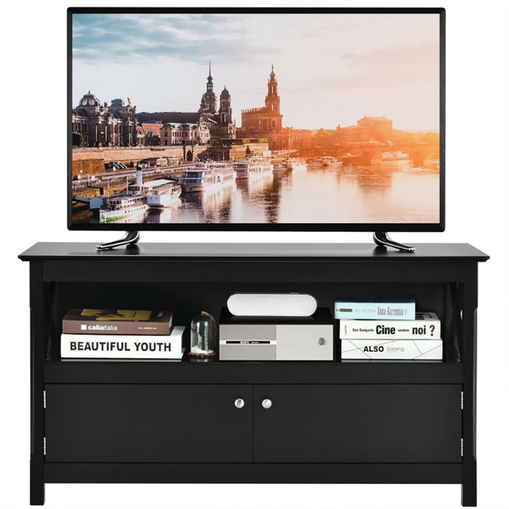 Hommoo Entertainment Centers,TV Stands,44 Inch Wooden Storage Cabinet TV Stand-Black Image 3