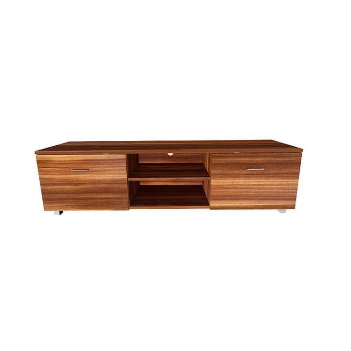 Hommoo Modern Walnut TV Stand with Storage Cabinet for TVs up to 70" Image 3