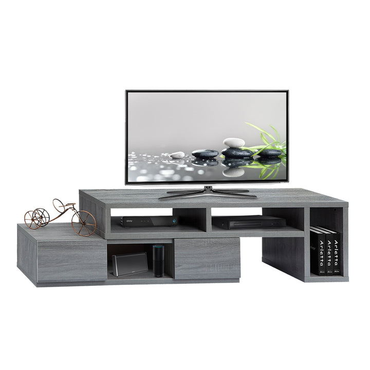 Hommoo Adjustable TV Stand and Media Entertainment Center Console Table for TVs up to 65 Inch - Gray Image 1