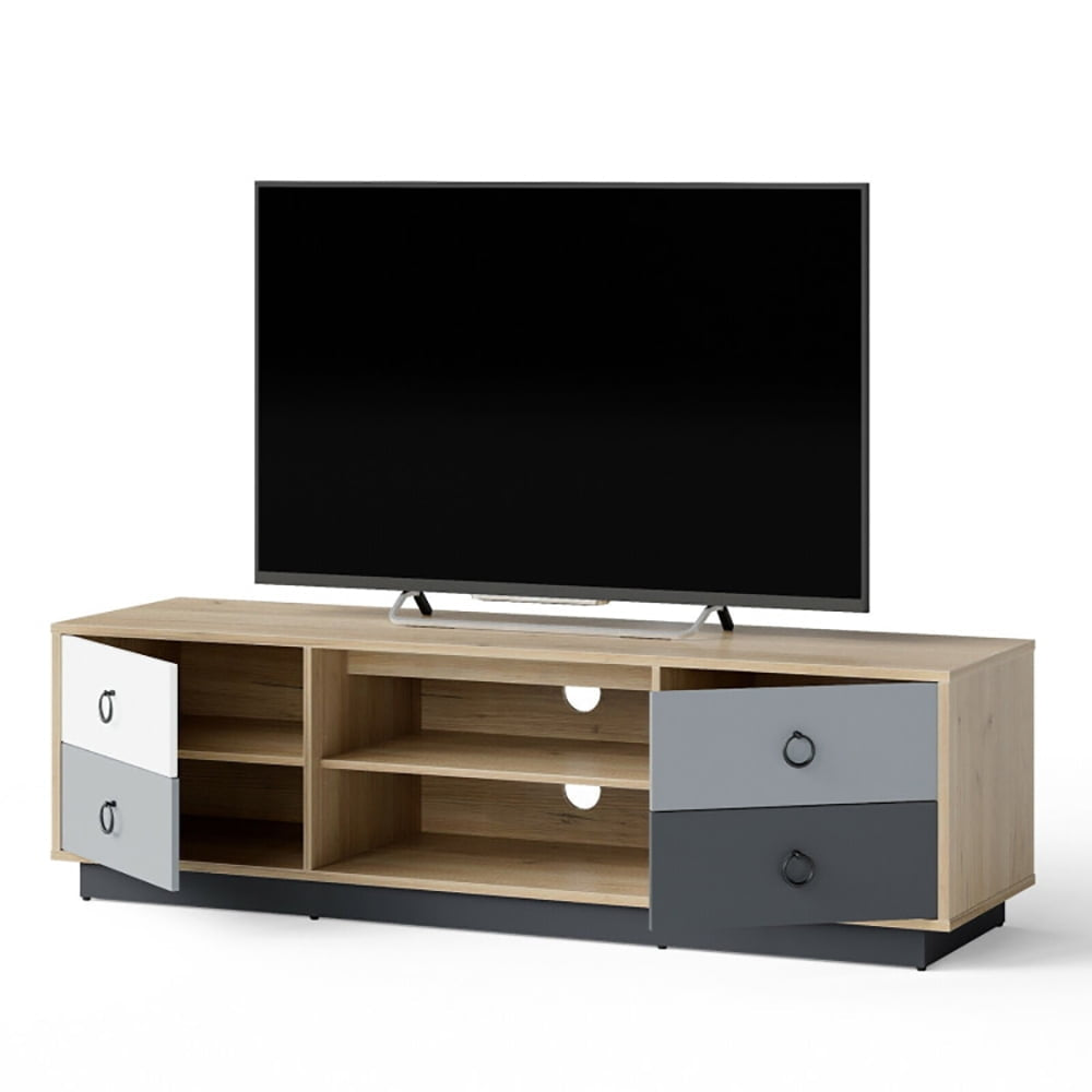 Hommoo Entertainment Centers,TV Stands,Modern 55 Inch TV Stand with 2 Storage Cabinets for TVs up to 60 Inch Image 2