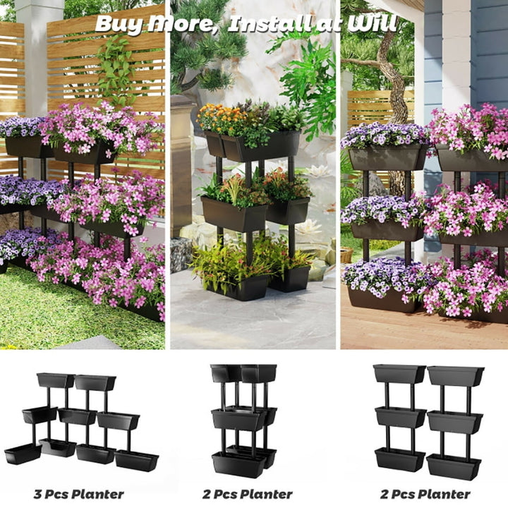 Hommoo Raised Planter Stand, Large Space Flower Rack Shelf,3-Tier Freestanding Vertical Plant Stand for Gardening and Image 5