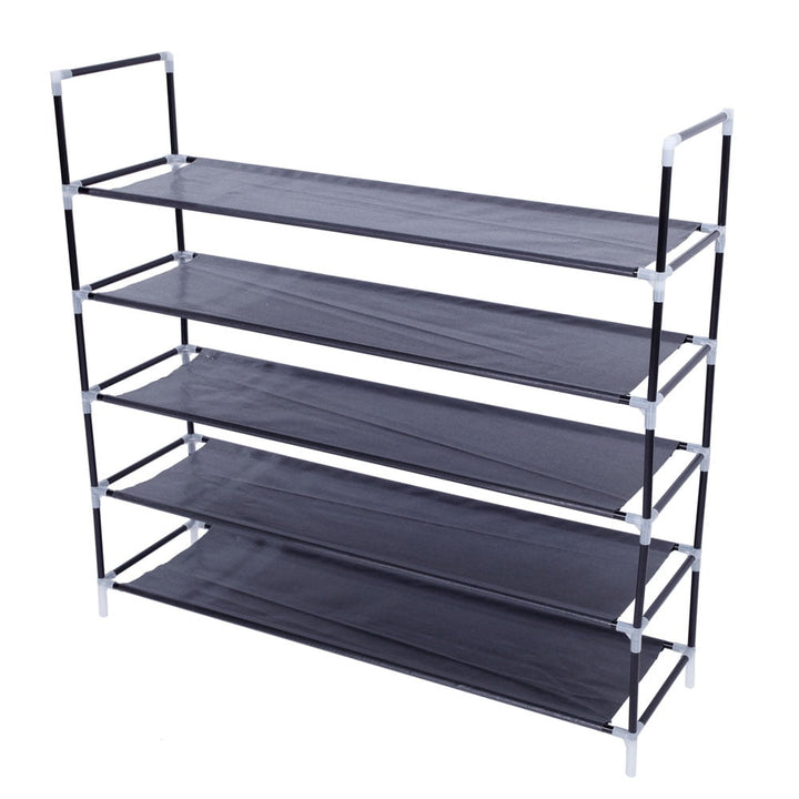 Hommoo 5-Tier Shoe Rack  25 Pair Storage Organizer for Shoes - Black Image 4