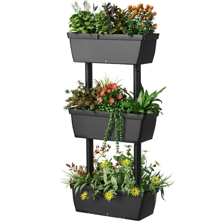 Hommoo Raised Planter Stand, Large Space Flower Rack Shelf,3-Tier Freestanding Vertical Plant Stand for Gardening and Image 7