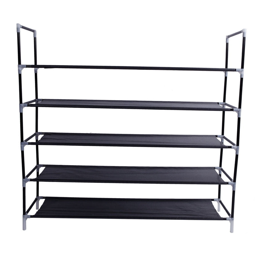 Hommoo Shoe Rack, 5 Tiers Non-Woven Fabric Shoe Shelf, Shoe Storage Organizer with Handle for Entryway, Black Image 1