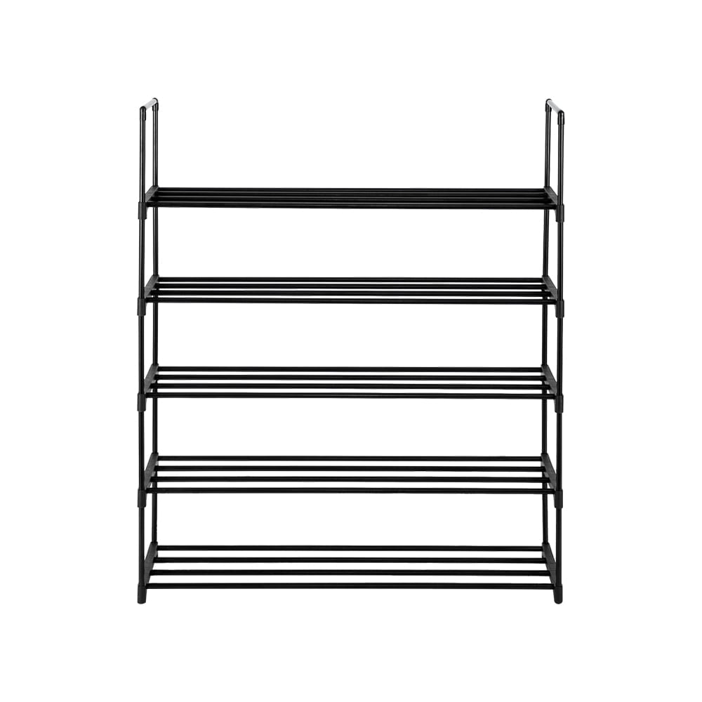 Hommoo 5-Tier Stackable Shoe Rack, Iron and Plastic, Black Image 2