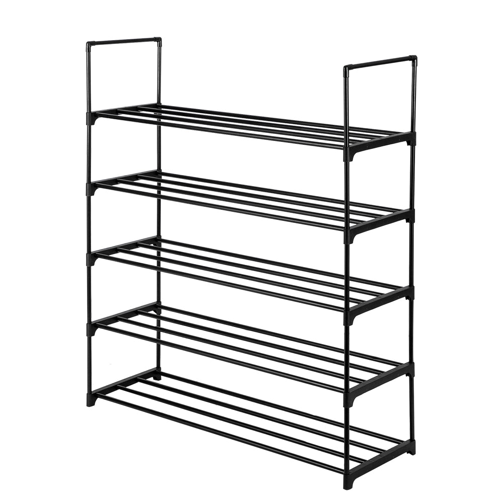 Hommoo 5-Tier Stackable Shoe Rack, Iron and Plastic, Black Image 3