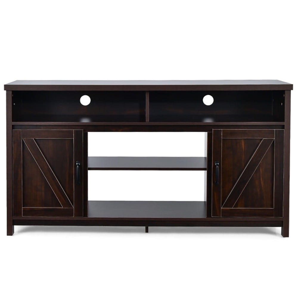 Hommoo Entertainment Centers,TV Stands,59 Inch TV Stand Media Center Console Cabinet with Barn Door for TVs 65 Image 1