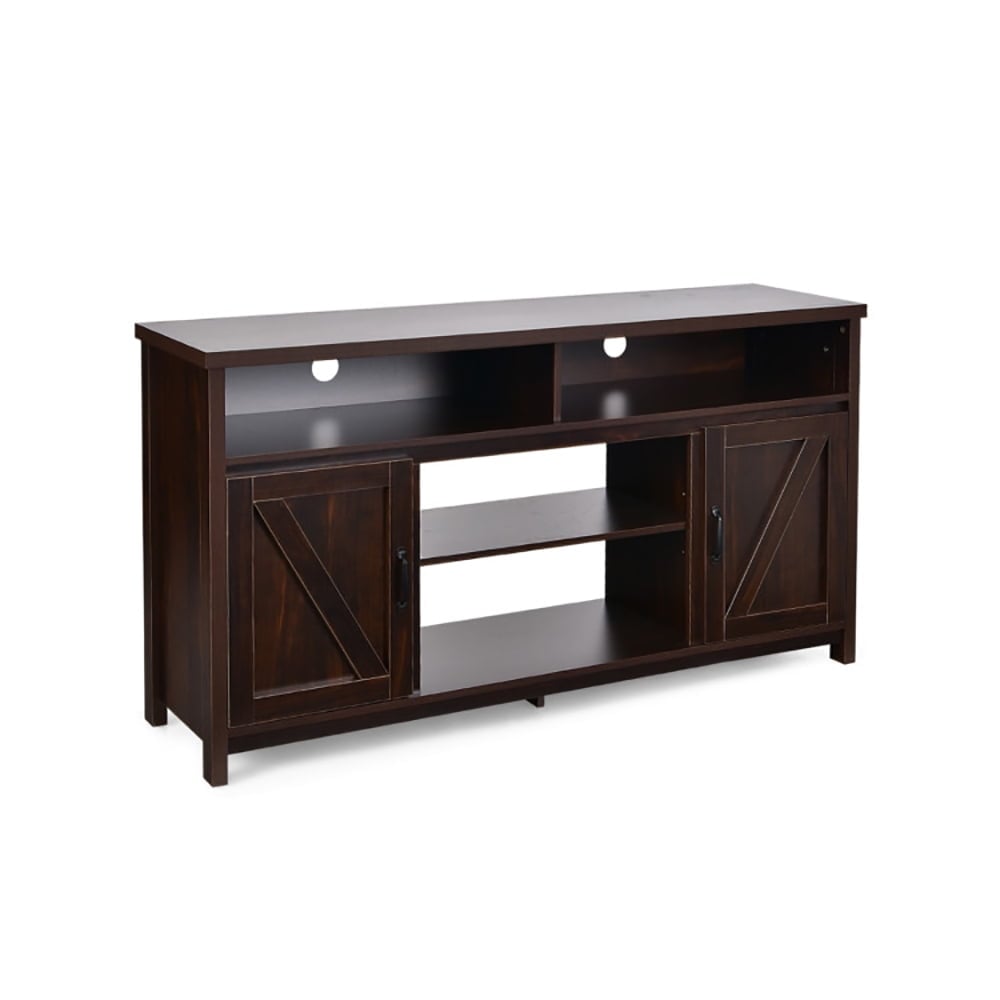 Hommoo Entertainment Centers,TV Stands,59 Inch TV Stand Media Center Console Cabinet with Barn Door for TVs 65 Image 2