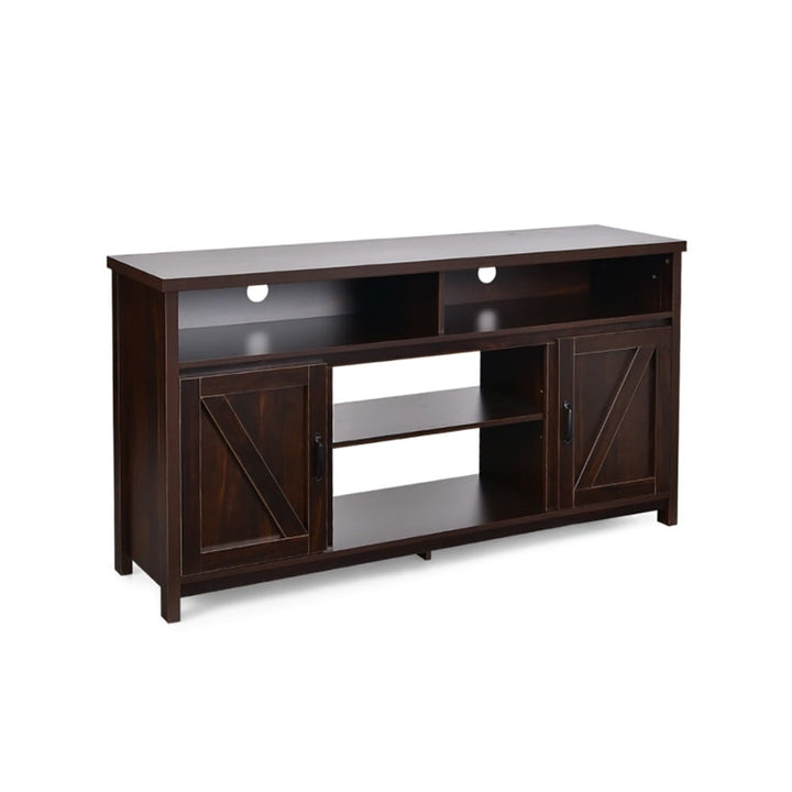 Hommoo Entertainment Centers,TV Stands,59 Inch TV Stand Media Center Console Cabinet with Barn Door for TVs 65 Image 2