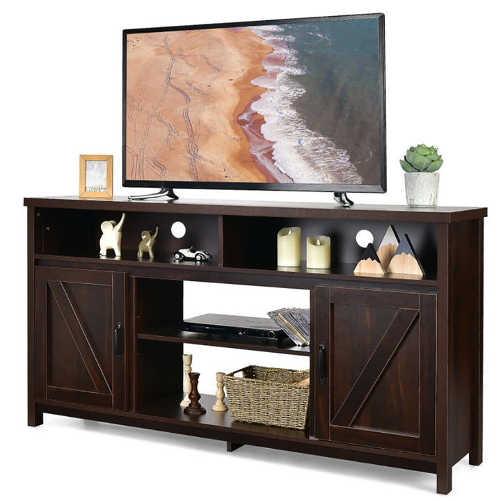 Hommoo Entertainment Centers,TV Stands,59 Inch TV Stand Media Center Console Cabinet with Barn Door for TVs 65 Image 3