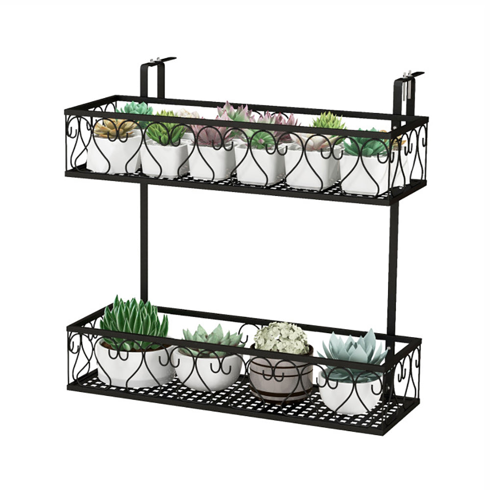 Hommoo Raised Planter Stand, Large Space Flower Rack Shelf,Flower Pot Holder with Adjustable Hooks and 2 Planter Baskets Image 2