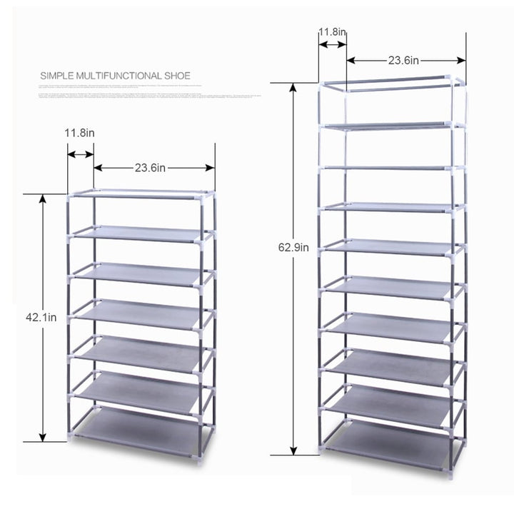 Set of 3 9 Lattices Shoe Rack Organizer, Fashionable Room-Saving Shelf Shoe Rack, Non-woven Fabric Shoe Cabinet with Image 2