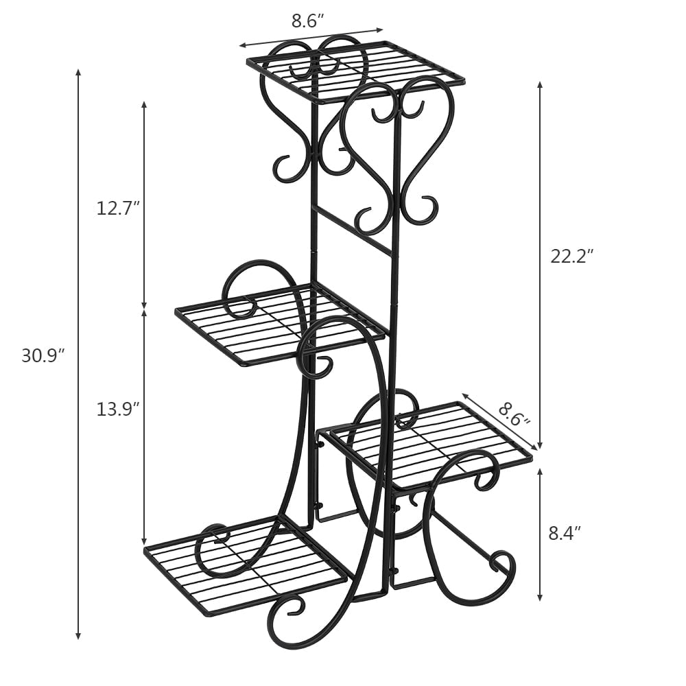 Hommoo 4 Potted Plant Stand, Indoor/ Outdoor Metal Rustproof Iron Garden Planting Pot Stand for House, Garden, Patio, Image 2