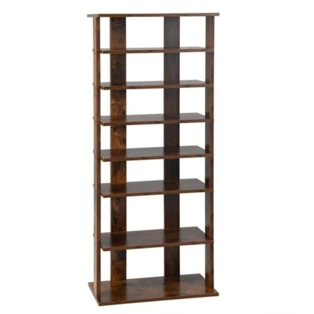 Hommoo 7 Tiers Vertical Shoe Rack for Front Door-Rustic Brown, Space-Saving Shoe Rack Organizer for Closet Entryway Image 1