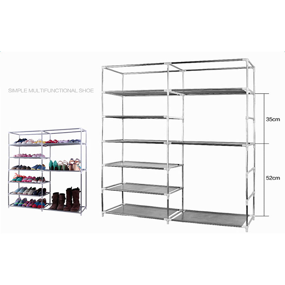 9 Lattices Shoe Rack Organizer, Ware-184CW1 Double Rows Shelf Shoe Rack for Women, Wall Bench Shoe Cabinet with doors Image 2