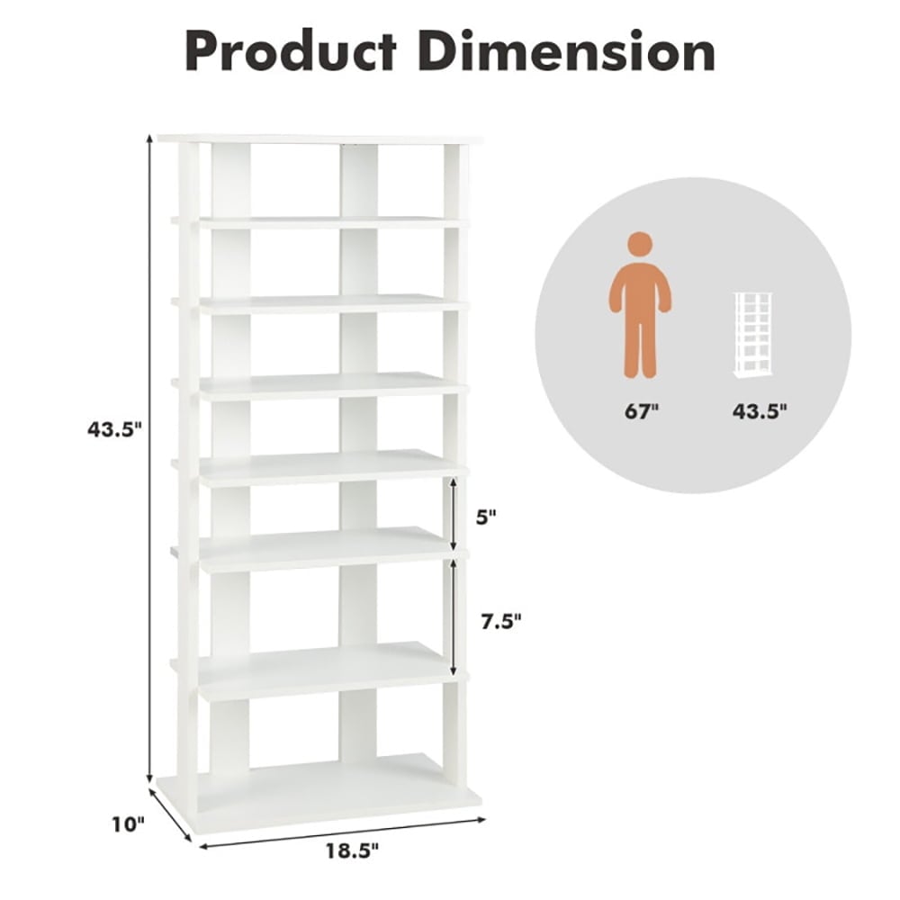 Hommoo 7 Tiers Vertical Shoe Rack for Front Door-White, Space-Saving Shoe Rack Organizer for Closet Entryway Image 3