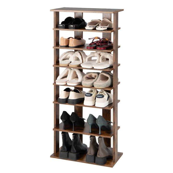 Hommoo 7 Tiers Vertical Shoe Rack for Front Door-Rustic Brown, Space-Saving Shoe Rack Organizer for Closet Entryway Image 6