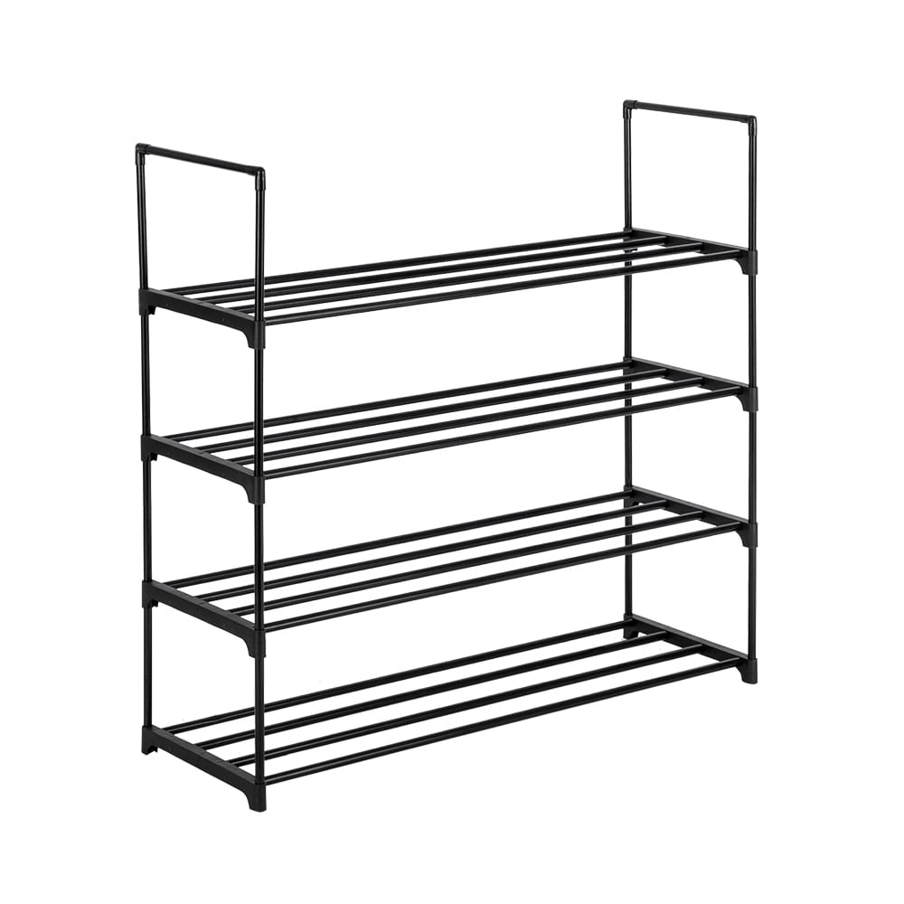 Hommoo 4-Tier Stackable Shoe Rack, Iron and Plastic, Black Image 3