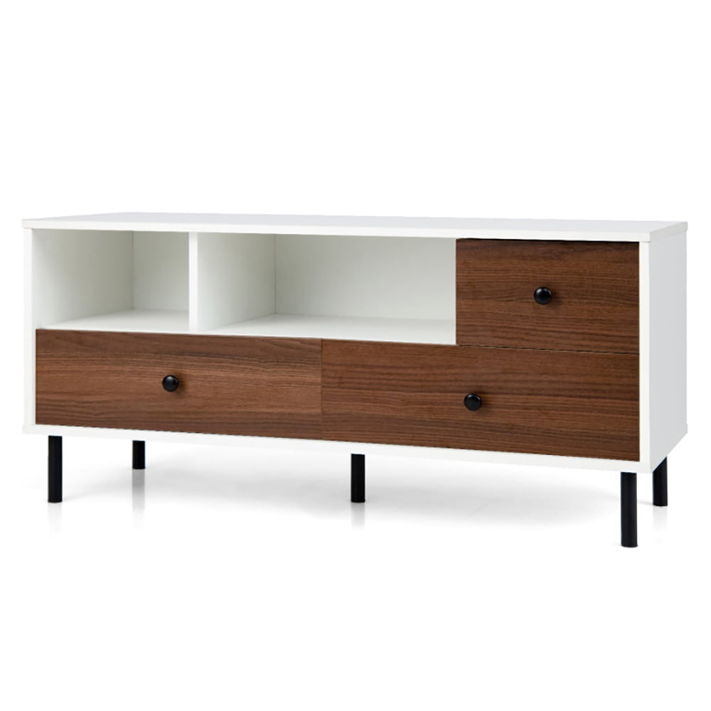 Hommoo Mid-Century TV Stand for 50-inch TVs with 2 Cubbies and 3 Drawers, Mid Century Modern TV Stand for Living Room Image 1