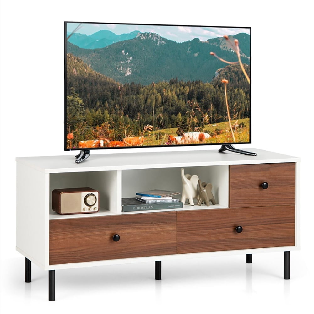 Hommoo Mid-Century TV Stand for 50-inch TVs with 2 Cubbies and 3 Drawers, Mid Century Modern TV Stand for Living Room Image 2