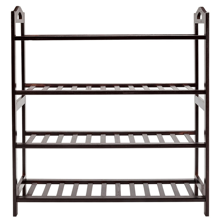 Hommoo 4 Tiers Bamboo Shoe Rack for Entryway, 12-Batten - Coffee Image 4