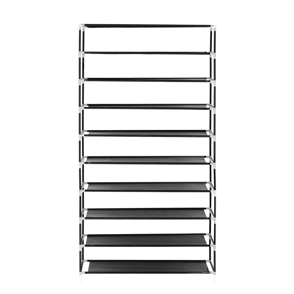 Hommoo 10 Tiers Shoe Rack Closet Shoe Storage Cabinet Organizer with Dustproof Cover, Black Image 5