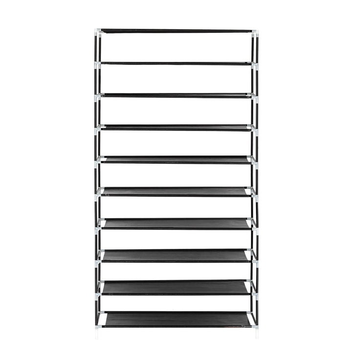 Hommoo 10 Tiers Shoe Rack Closet Shoe Storage Cabinet Organizer with Dustproof Cover, Black Image 5