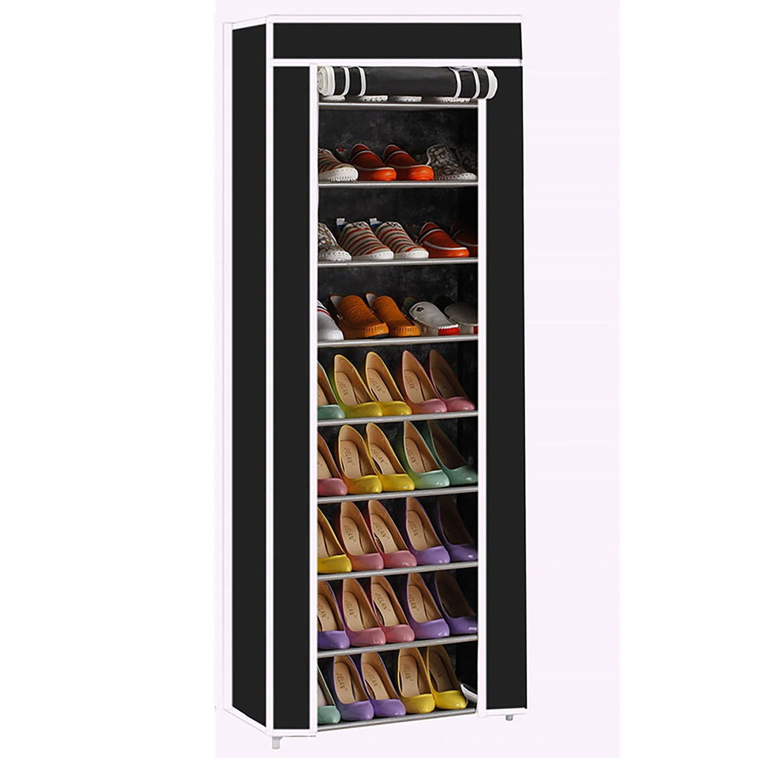 9 Lattices Shoe Rack Organizer, Fashionable Room-Saving Shelf Shoe Rack for Door, Non-woven Fabric Shoe Cabinet with Image 1