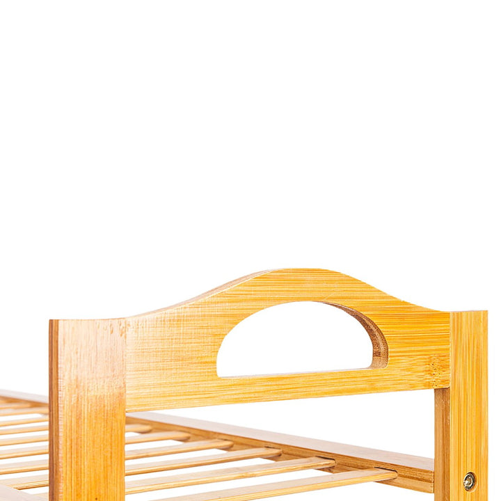 Hommoo 4 Tiers Bamboo Shoe Rack Bench, Holds 264 lb - Wood Color Image 4