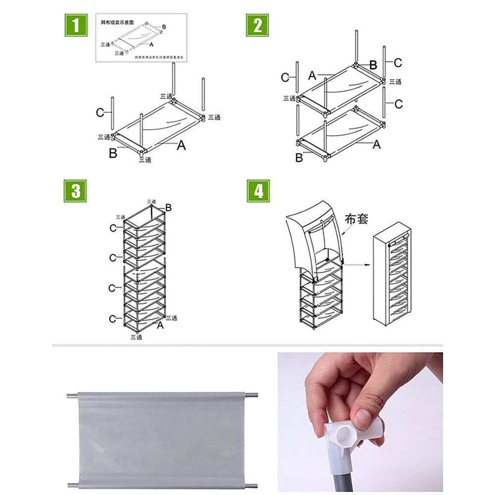 9 Lattices Shoe Rack Organizer, Fashionable Room-Saving Shelf Shoe Rack for Door, Non-woven Fabric Shoe Cabinet with Image 2