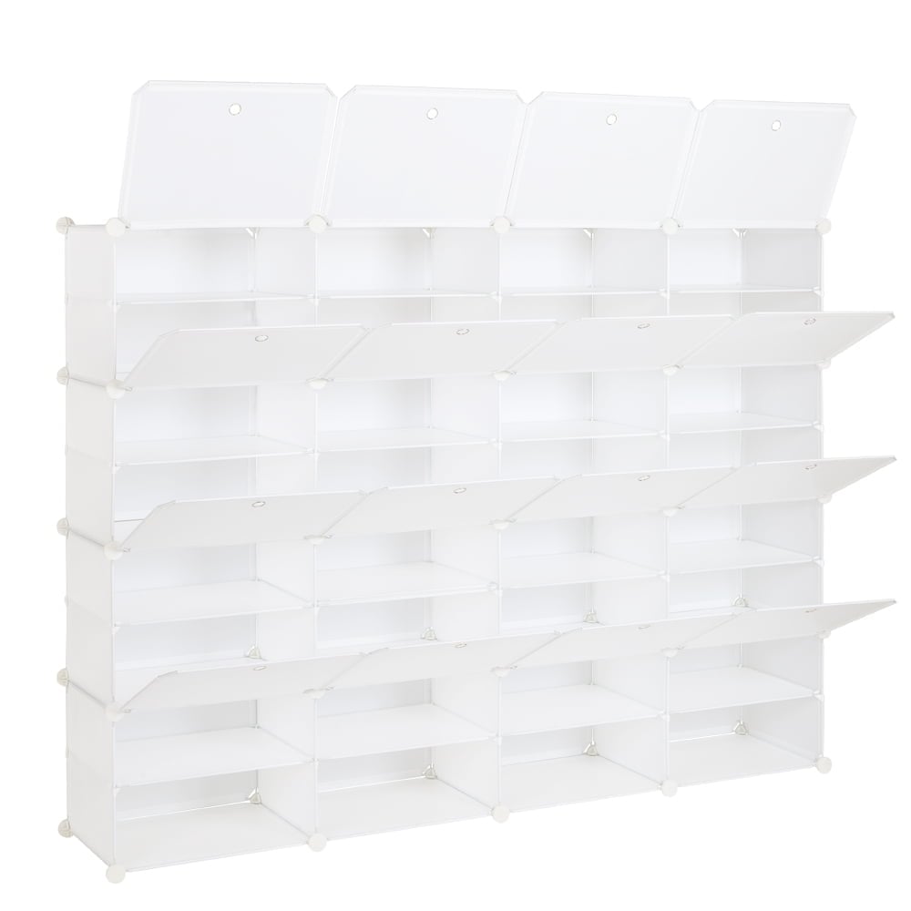 Hommoo Portable Shoe Rack Organizer 32 Grids Tower Shelf Storage Cabinet Stand Expandable Image 1