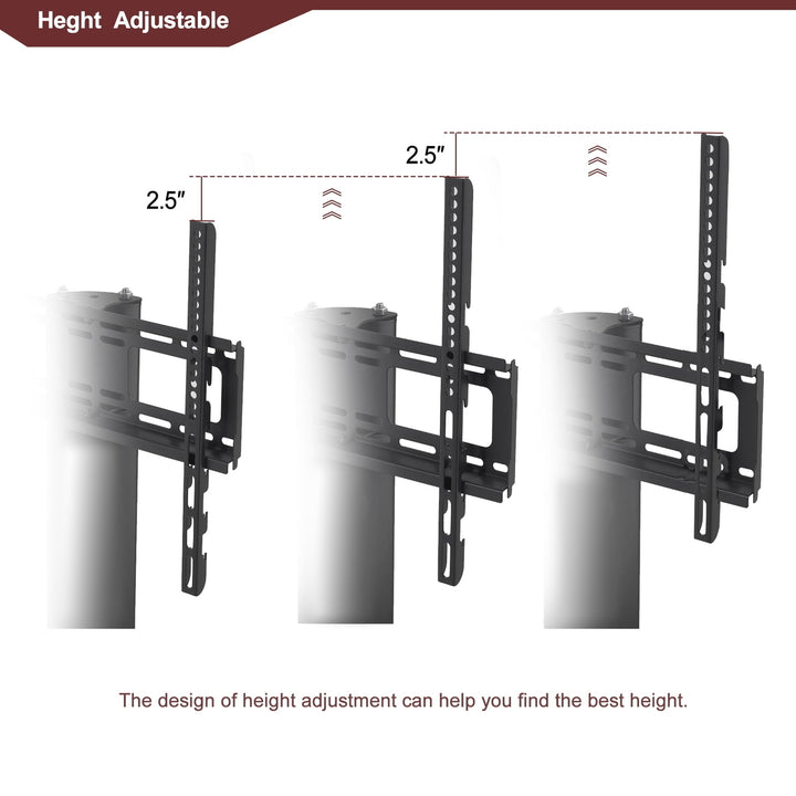 Canddidliike Height Adjustable TV Mount Stand with Bracket Swivel and 3-Tier Storage Shelf for Media storage Image 3