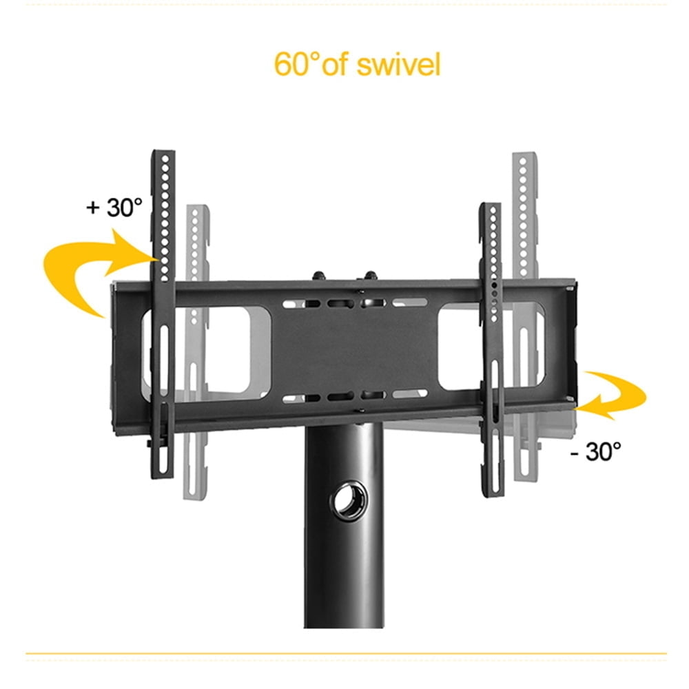 Hommoo Multi-Function Angle and Height Adjustable Tempered Glass TV Stand with 3 Tier - Black Image 2