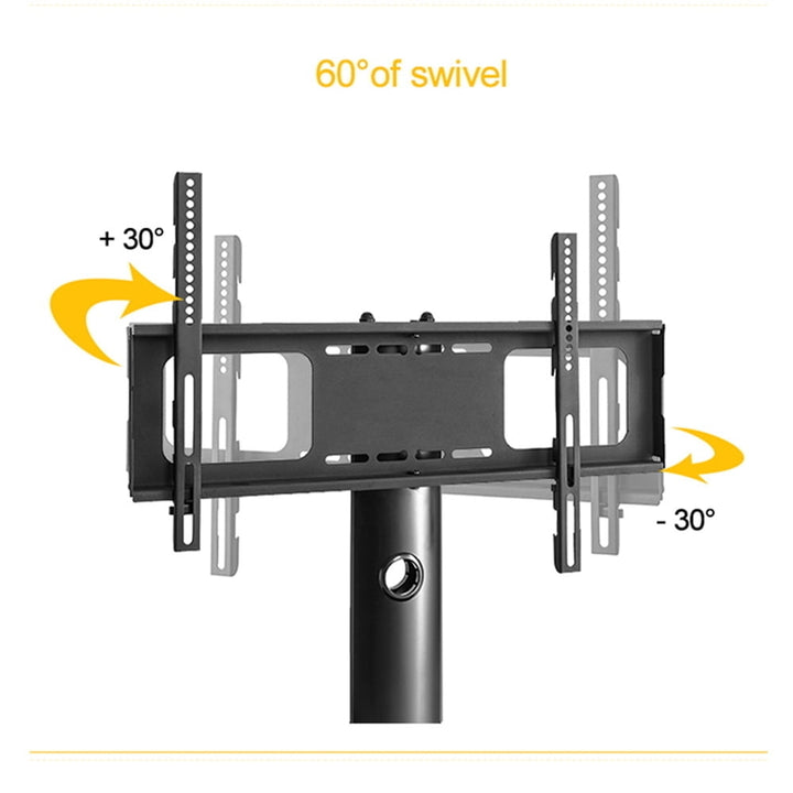 Hommoo Multi-Function Angle and Height Adjustable Tempered Glass TV Stand with 3 Tier - Black Image 2