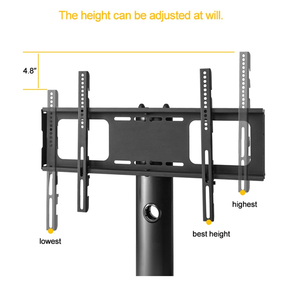 Hommoo Multi-Function Angle and Height Adjustable Tempered Glass TV Stand with 3 Tier - Black Image 4