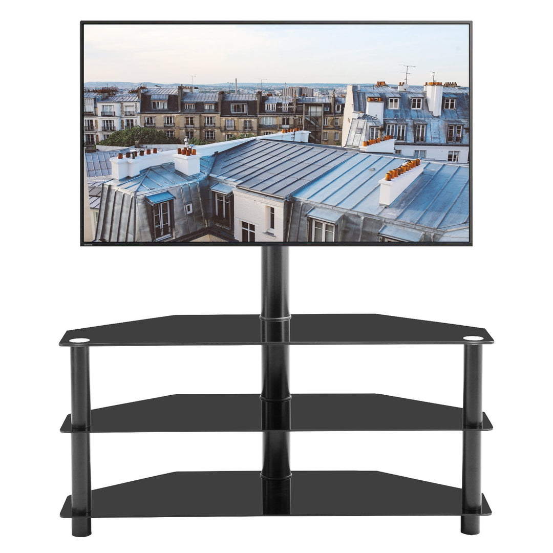 Hommoo Modern Adjustable TV Stand, Multi-function TV Bracket with 3 Tier - Black Image 4